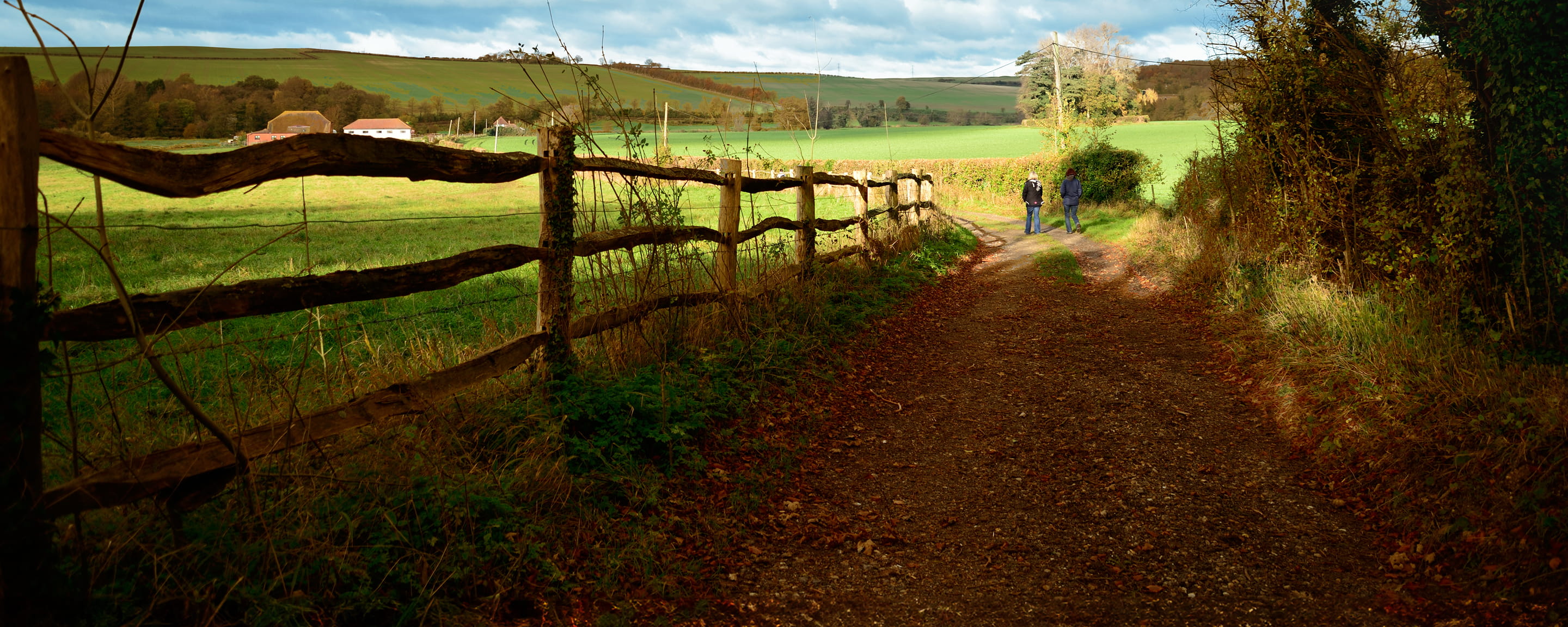 People on a walk in the Kent countryside