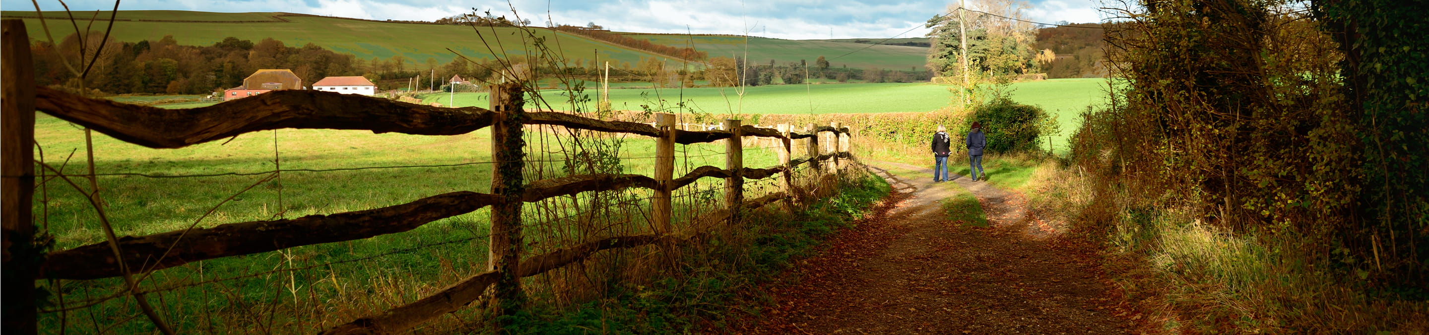 People on a walk in the Kent countryside