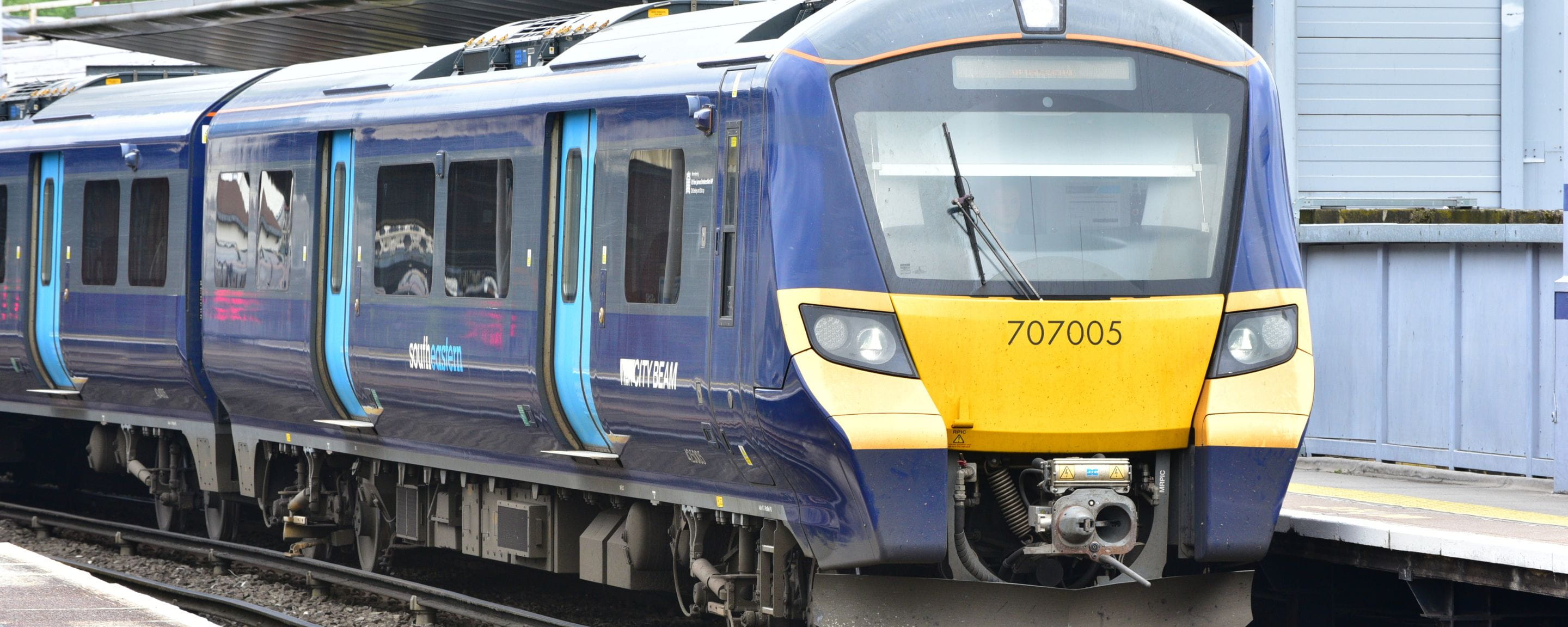 City Beam train at a station platform