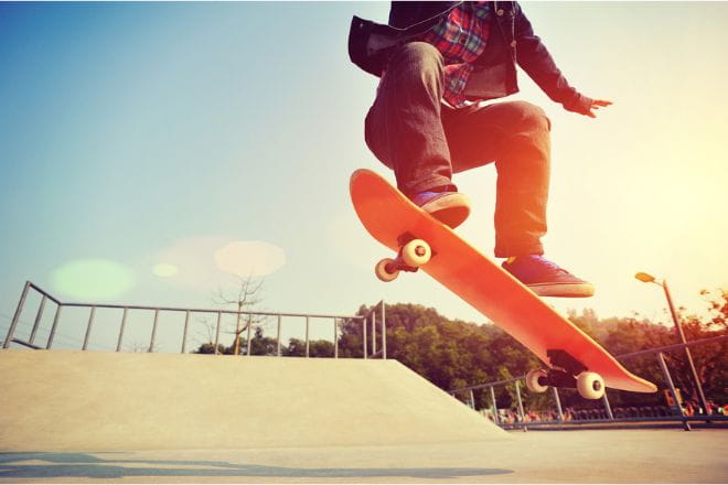 person doing a trick on a skateboard